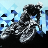 Motocyklista, 70x100 cm, akryl na płótnie, 2015 r. NIEDOSTĘPNY